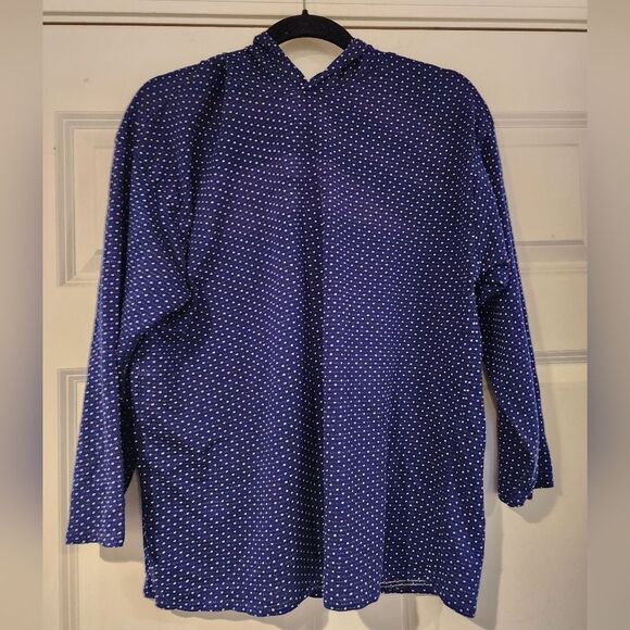 Blue and white polka dot lightweight hoodie - Picture 1 of 4